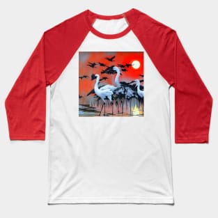 White herons at sunset Baseball T-Shirt